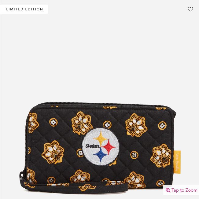 RFID Front Zip Wristlet:Black/Yellow Bandana w/ Pittsburgh Steelers