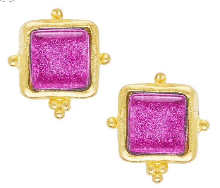 Earrings Madeline Studs Gold Fuschia