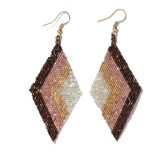 Earrings Frida Angles Beaded Mixed Metal Metallic