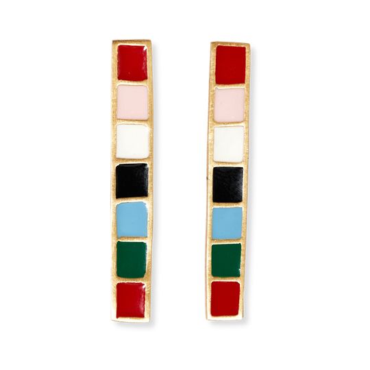 Adele Colorblock Enamel Bar Earrings Multi-Color