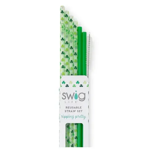 Reusable Straw Set Pinch Proof + Green