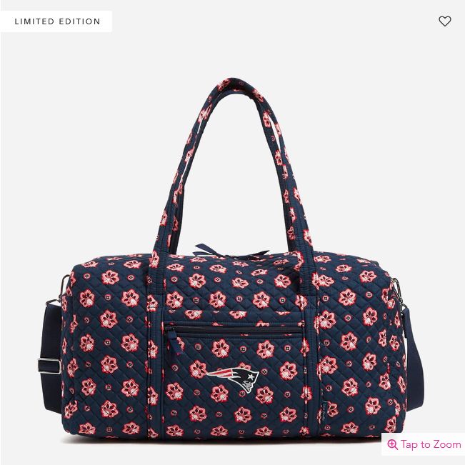 Large Travel Duffel: Nautical Blue/Red Bandana w/ New England Patriots