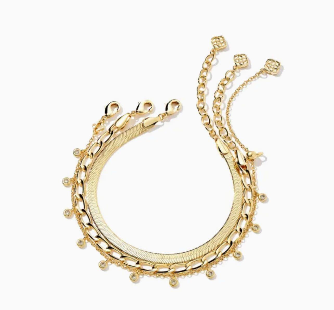 Kassie Set of 3 Chain Bracelet Gold Metal