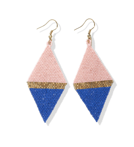 Frida Color Block Triangle Beaded Earrings Blush