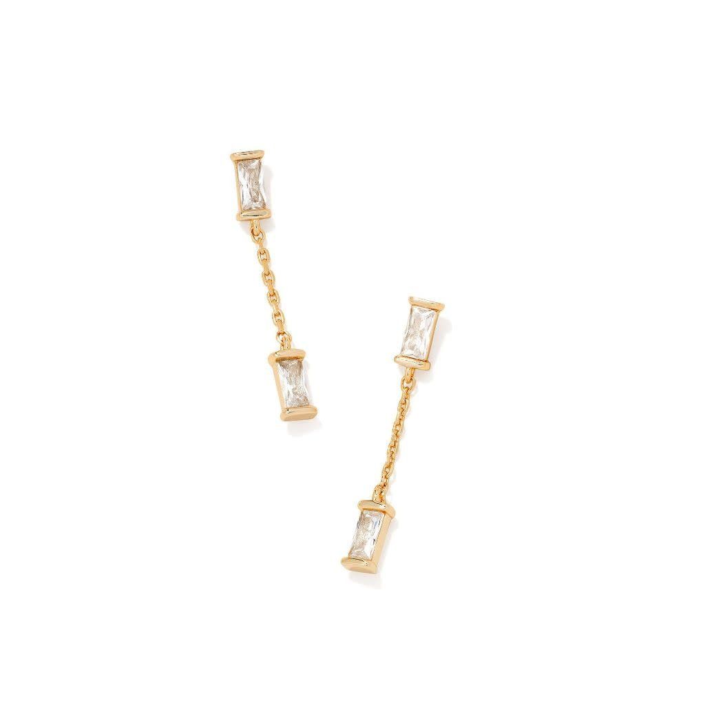 Earrings Juliette Drop Gold White Crystal