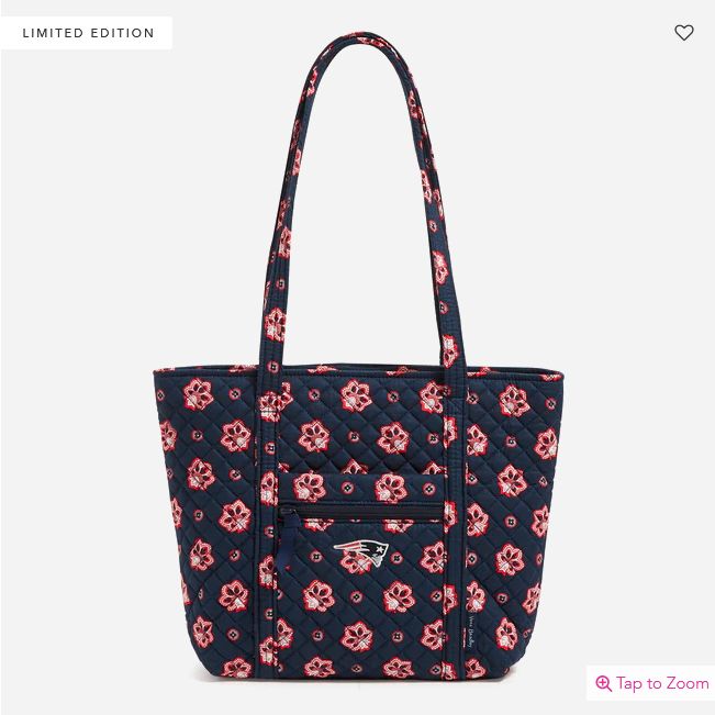 Small Vera Tote: Nautical Blue/Red Bandana w/ New England Patriots