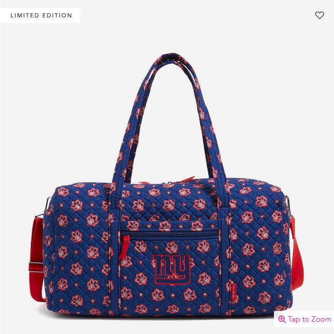 Large Travel Duffel: Dark Blue/Red Bandana w/ New York Giants