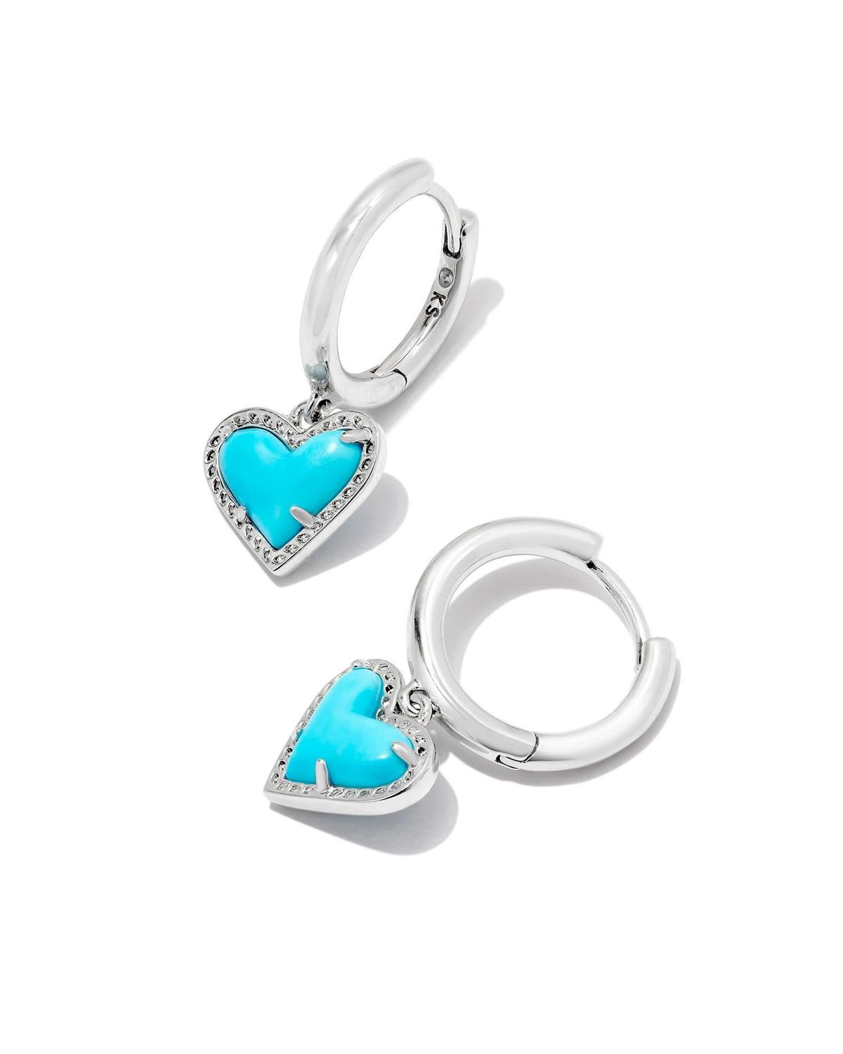 Ari Heart Huggie Earrings Turquoise Magnesite Silver