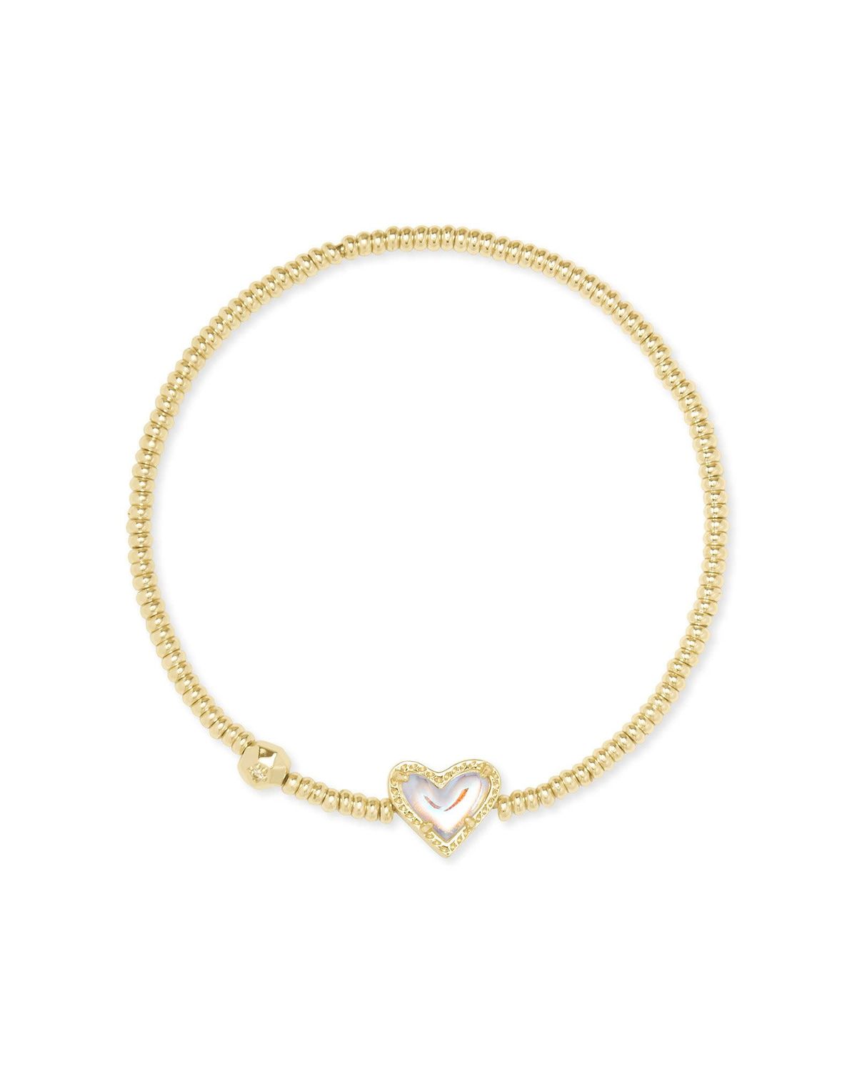 Ari Heart Stretch Bracelet Dichroic Glass Gold