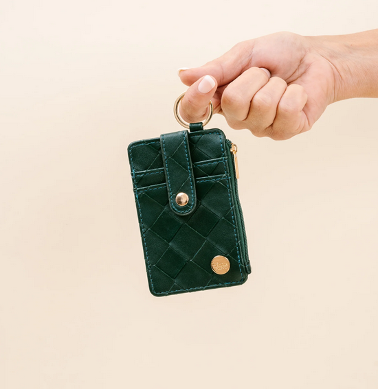 Woven Keychain Wallet Dark Green