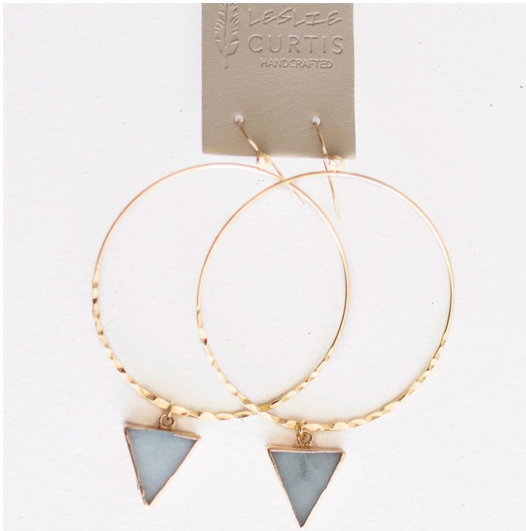 Logan Gold Hoop w/Aquamarine Earrings 2 in