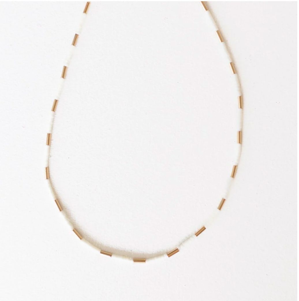 Wade Beaded  White and Gold Layering Necklace