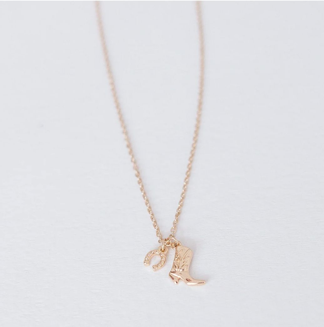 Necklace Sadler Gold Cowboy Boot and Horseshoe Necklace16 in