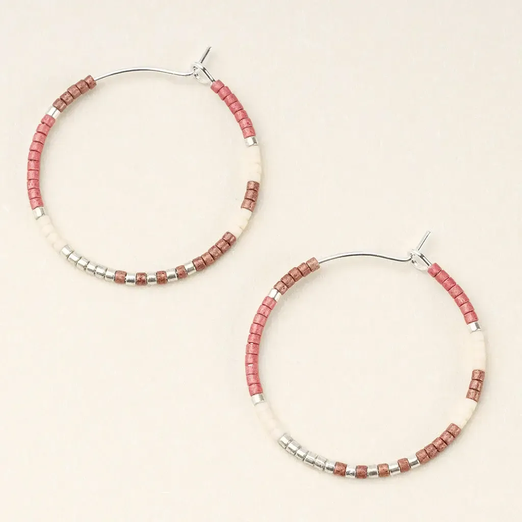 Earrings Miyuki Small Hoop Blush Multi Silver