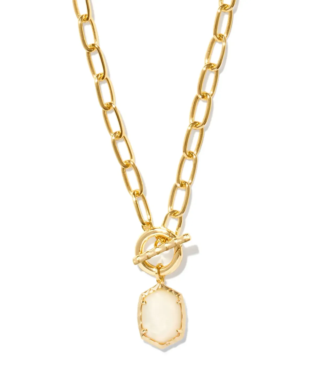 Daphne Gold Link Chain Necklace Ivory MOP