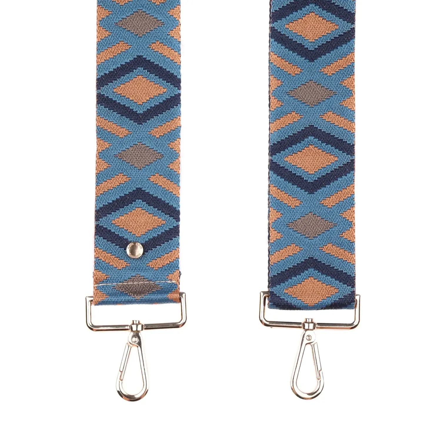 Pom Pom Strap Blue &amp; Tan Diamond