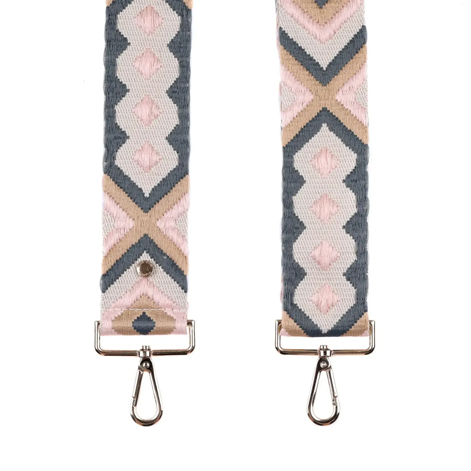 Pom Pom Strap Charcoal &amp; Sand Embroidered