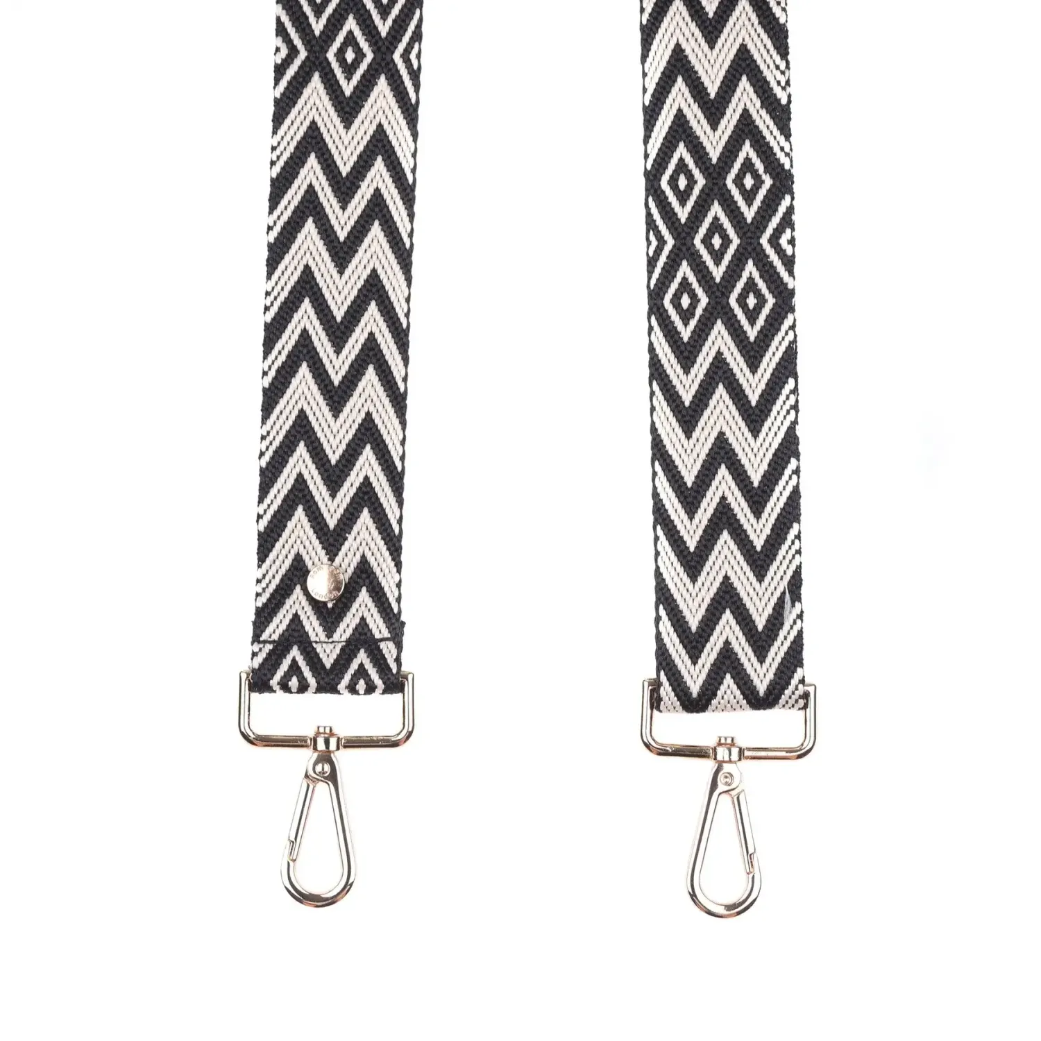 Pom Pom Strap Stone &amp; Black Zig Zag
