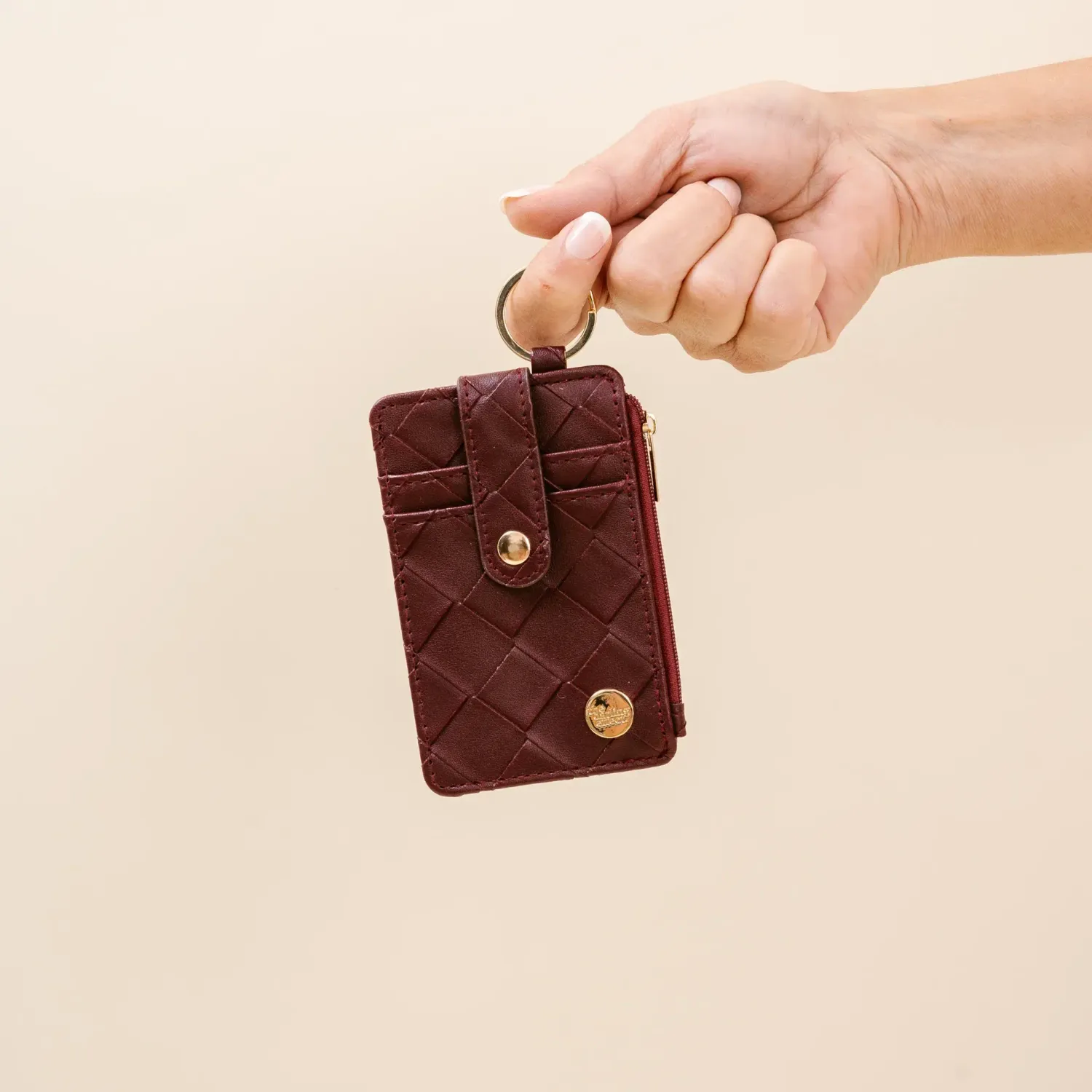 Woven Keychain Wallet Plum
