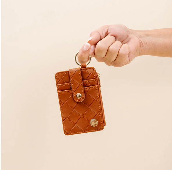 Woven Keychain Wallet Cognac