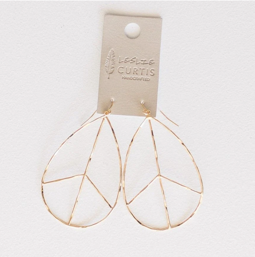 Lilah Peace Gold Plated 2.5 in Earrings