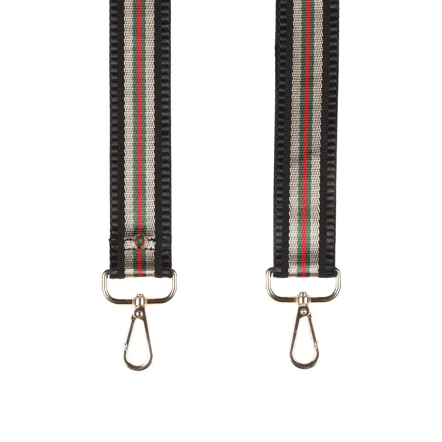 Pom Pom Strap Black &amp; Bronze Stripe