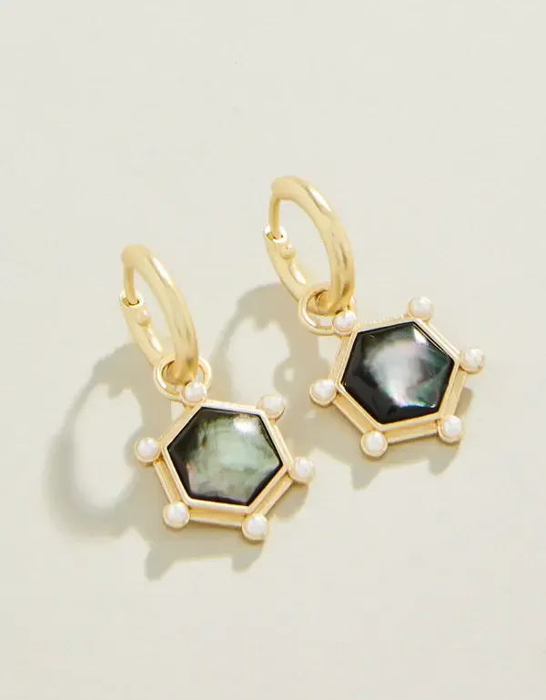 Hexa Convertible Hoop Earrings Grey Mother of Pearl
