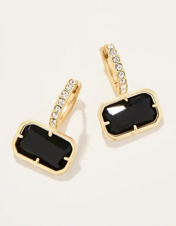 White Hall Earrings Black/Crystal