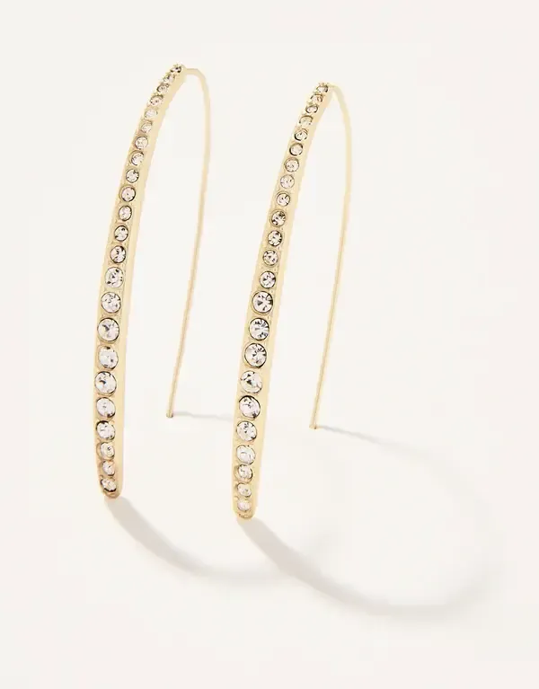 Sparkle Arc Hoop Earrings Large Crystal
