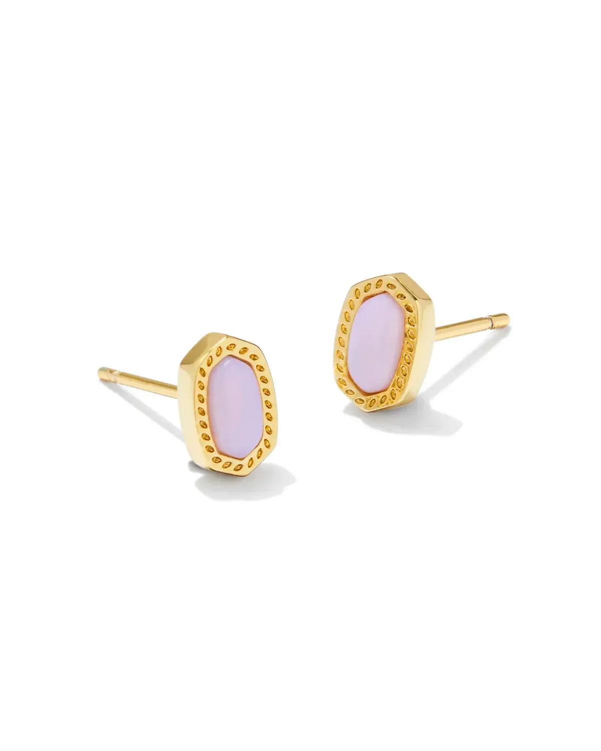 Mini Ellie Stud Earrings Gold Pink Opalite Crystal