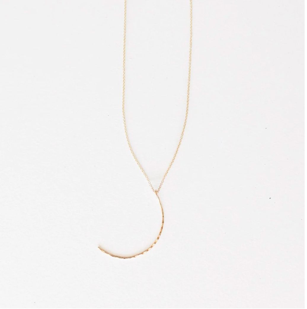 Necklace Lizzie Hammered Half Moon 16 in