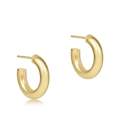 Round Gold Earrings .5 in Post Hoop 4mm Smooth