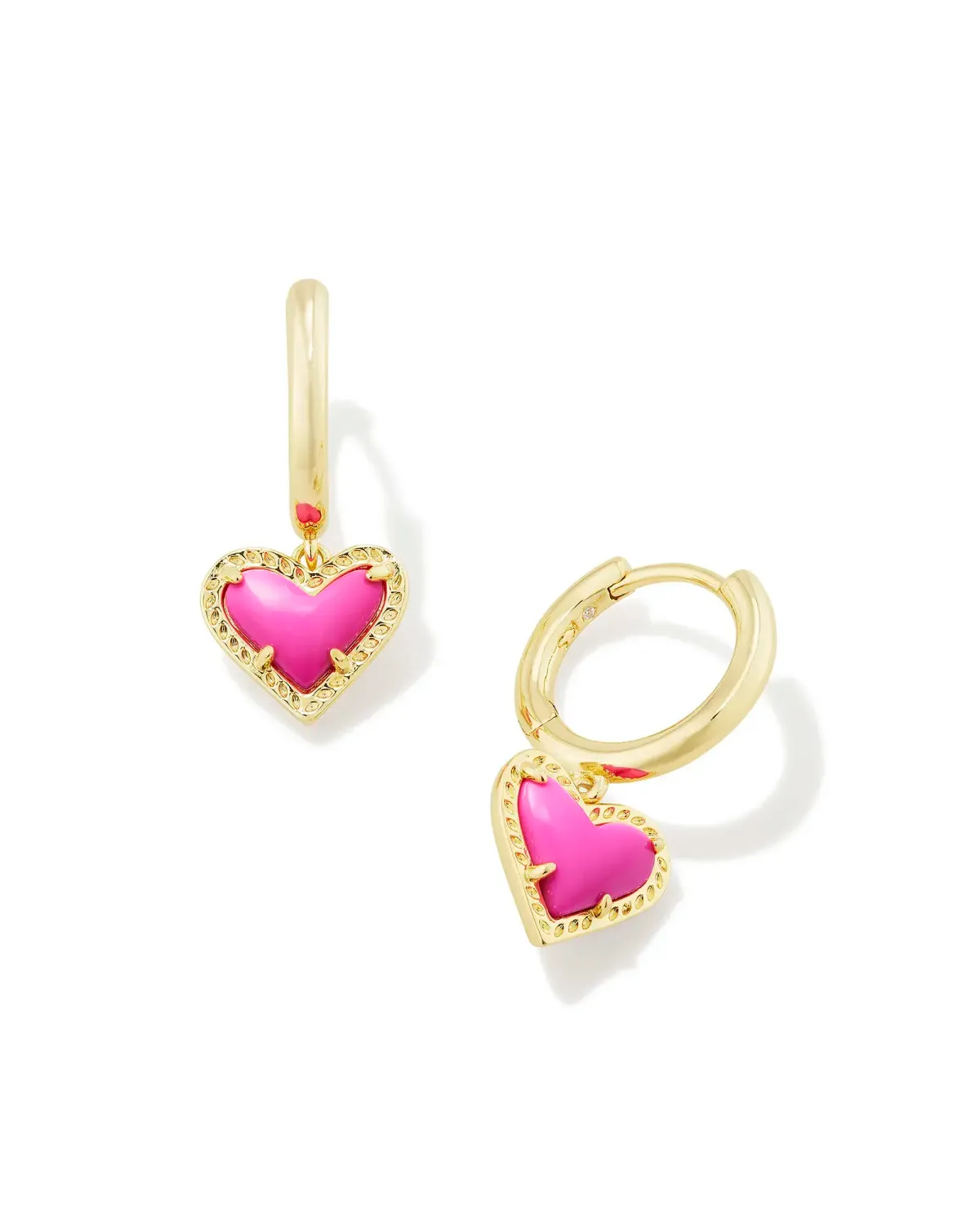 Ari Heart Huggie Earring Gold Neon Pink
