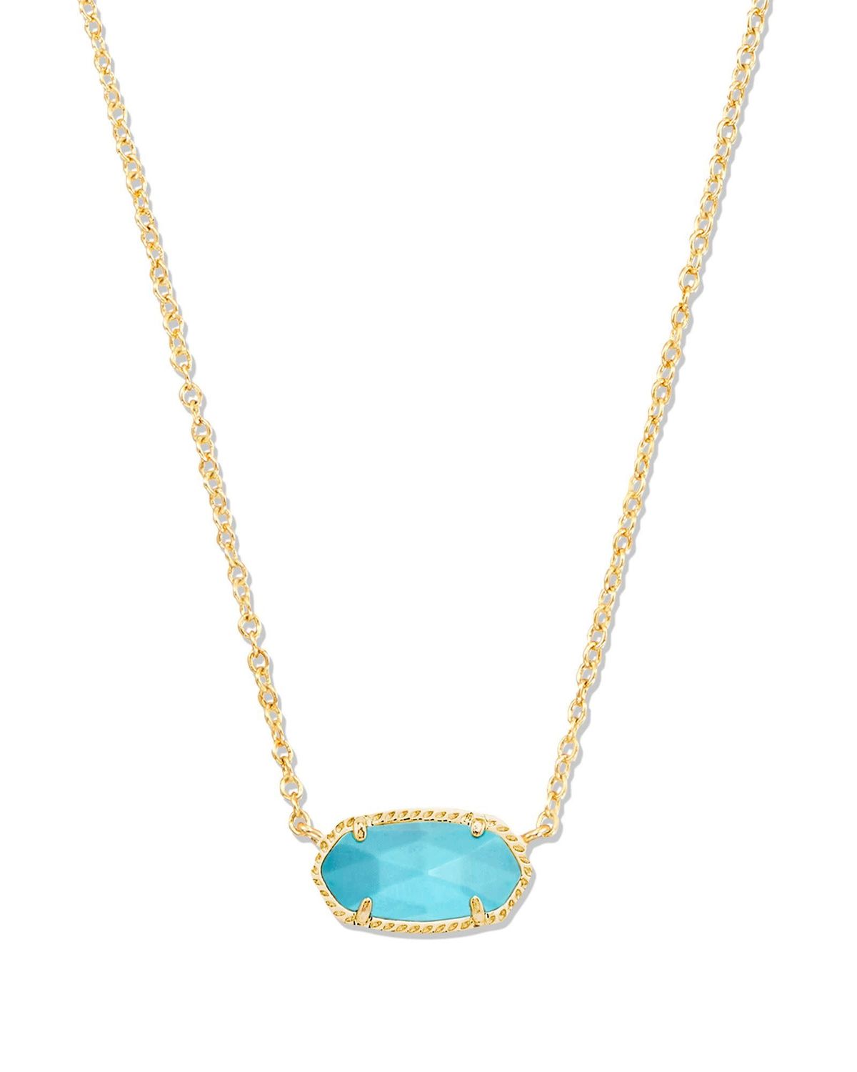 Elisa Short Pendant Necklace Gold Turquoise Magnesite