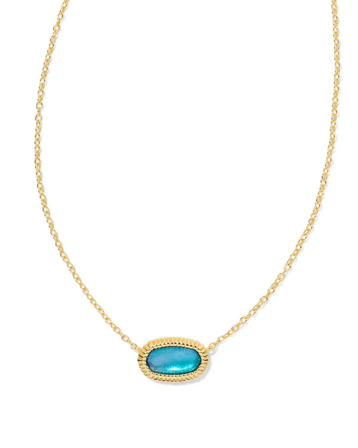Elisa Ridge Frame Gold Pendant Necklace in Indigo Watercolor Illusion