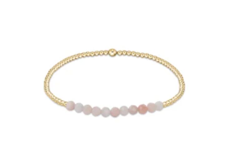 Gold Bliss 2mm Bead Bracelet Pink Opal