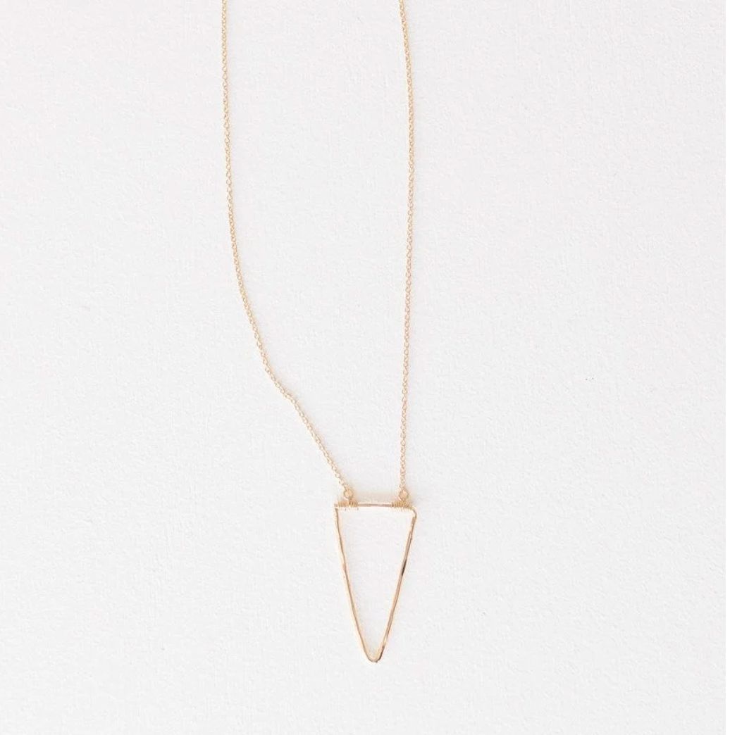 Lake Hammer Gold Triangle Necklace 16 in