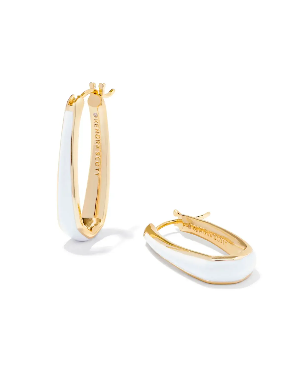 Kelsey Hoop Earring Gold White Enamel