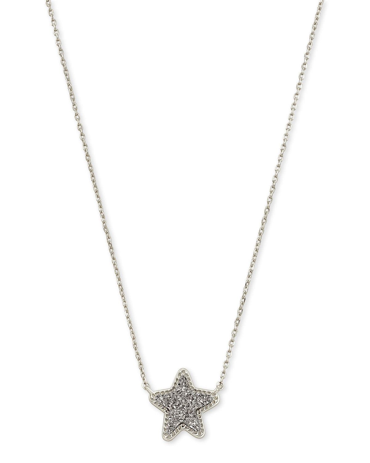 Jae Star Short Pendant Rhodium Platinum Drusy