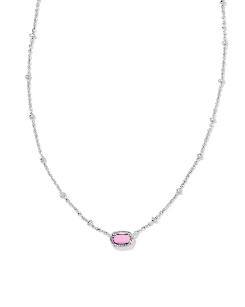 Mini Elisa Satalite Pendant Necklace Rhodium Fuchsia Magnesite