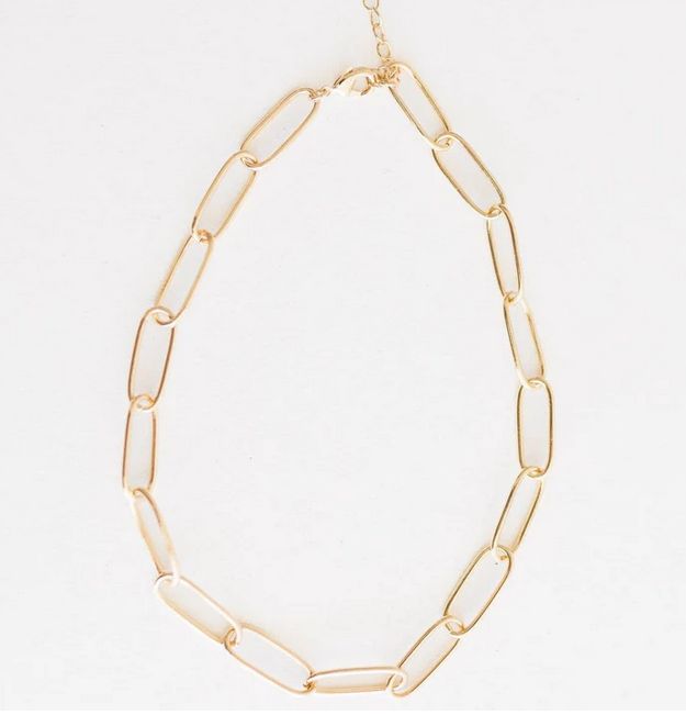 Drake Necklace Gold Paper Clip Link