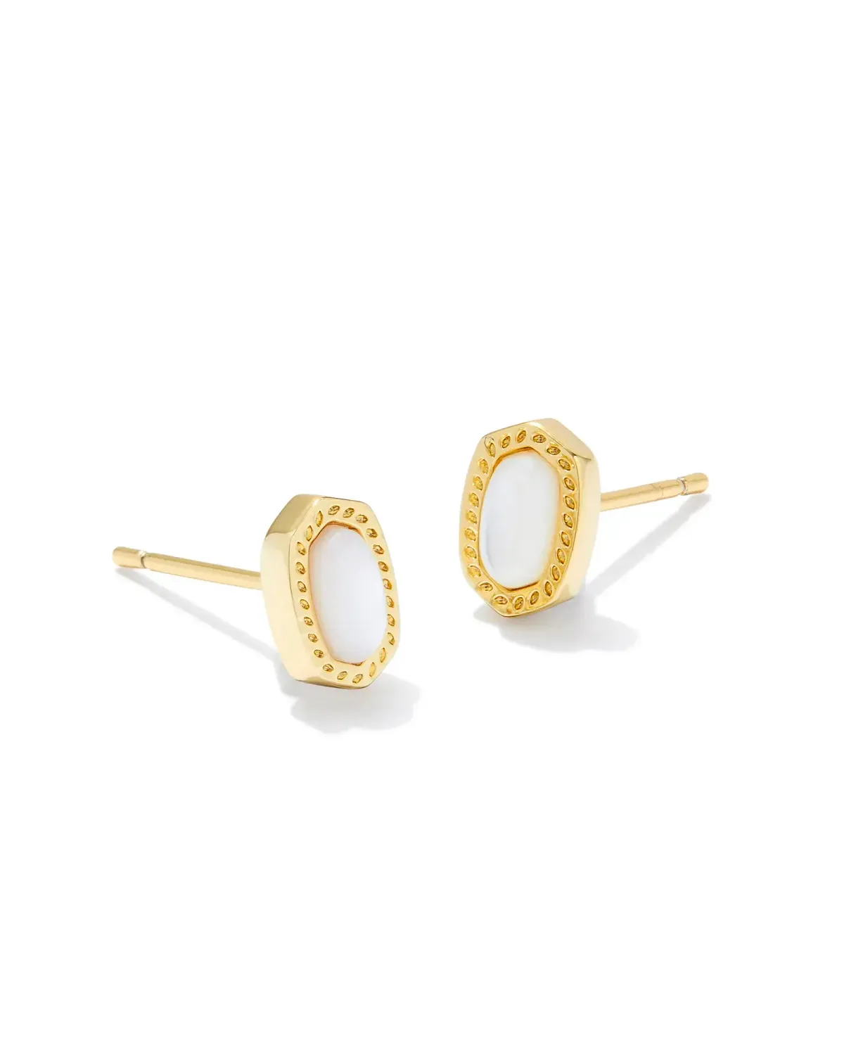 Mini Ellie Stud Earrings Ivory MOP Gold