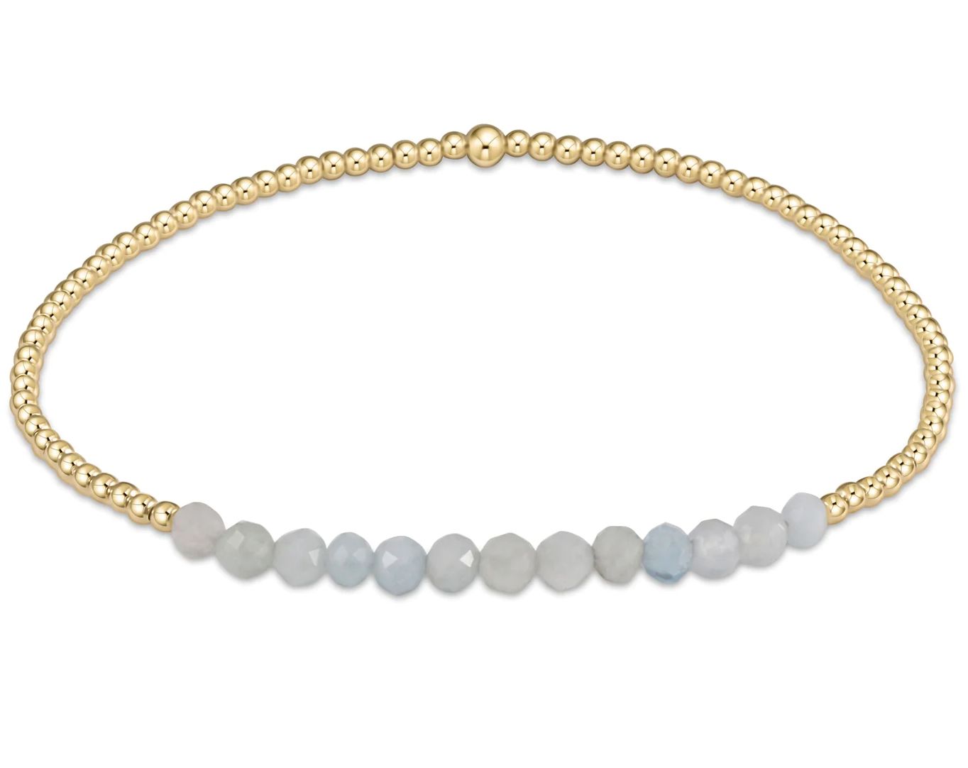 Gold Bliss 2mm Bead Bracelet Aquamarine
