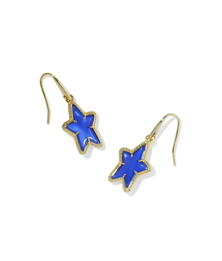 Ada Star Small Drop Earrings Gold Cobalt Blue Illusion