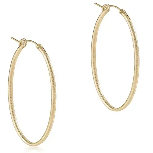 Oval Gold 2 in Hoop Earrings Textured Gold