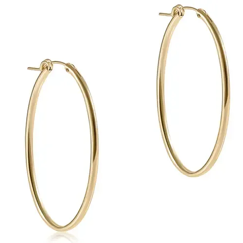Oval Gold 2 in Hoop Earrings Smooth Gold