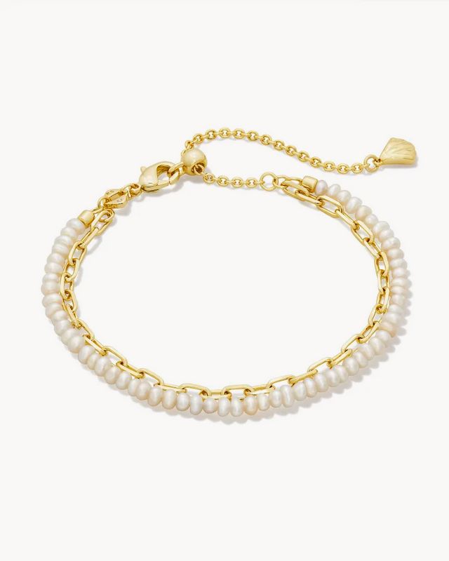 Lolo Multi Strand Bracelet Gold  White Pearl