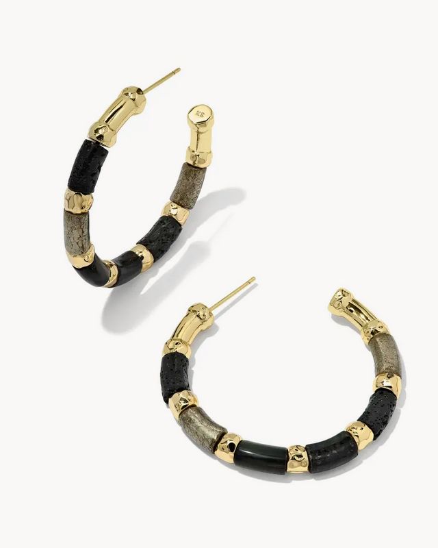 Gigi Hoop Earring Gold Black Mix