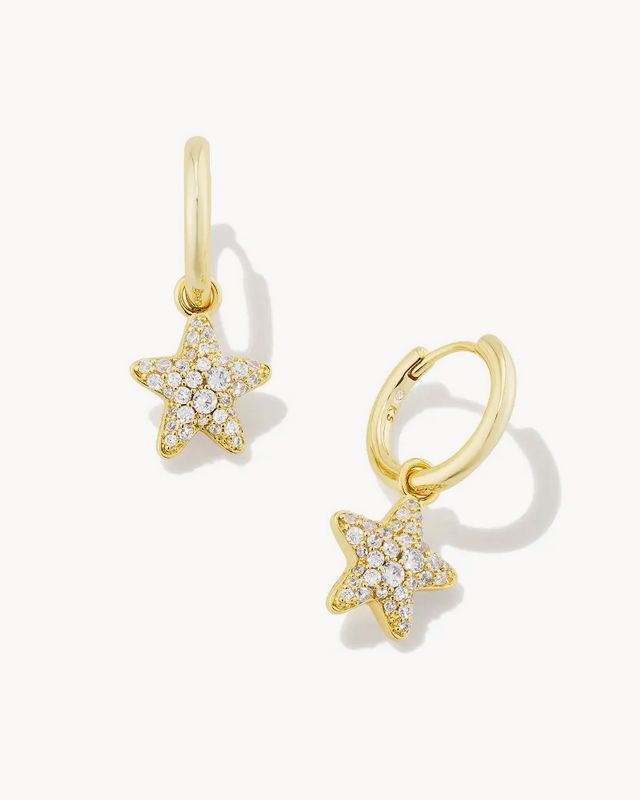 Jae Star Pave Huggie Earring Gold White Crystal