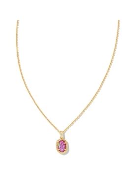 Daphne Framed Pendant Necklace Gold Magenta Opal
